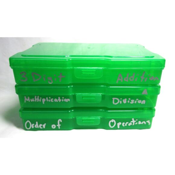 Bright Creations Three Green Storage Boxes Plastic Transparent Snap Lid 4x6 Ins - Picture 2 of 3